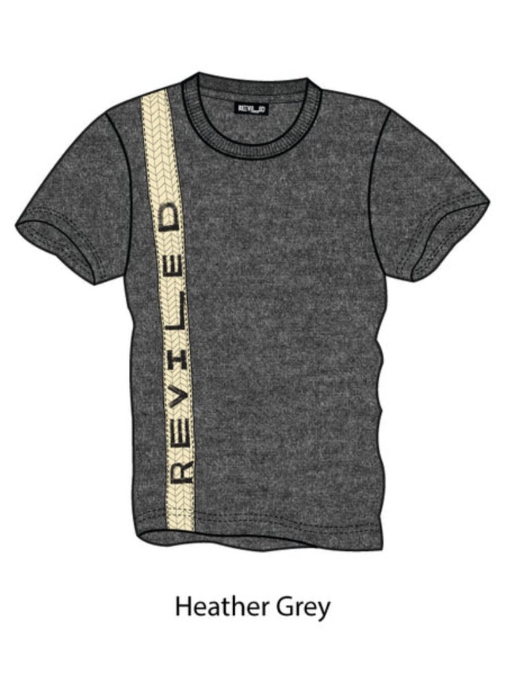 REVILED Twill Logo Organic Cotton Unisex Tee Heather Grey S-XL